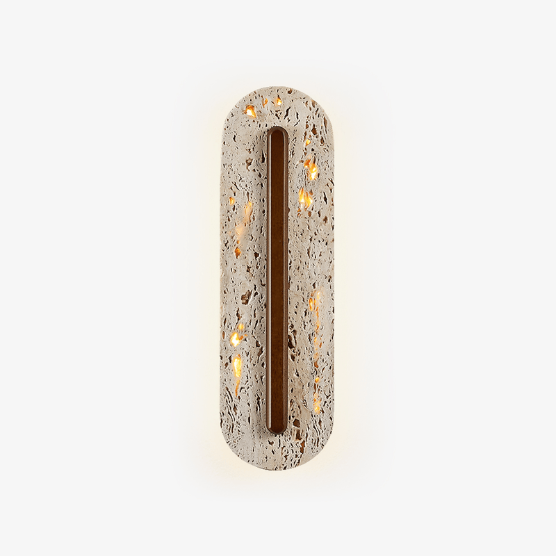 Applique murale moderne Vilhelm en Noyer et travertin jaune