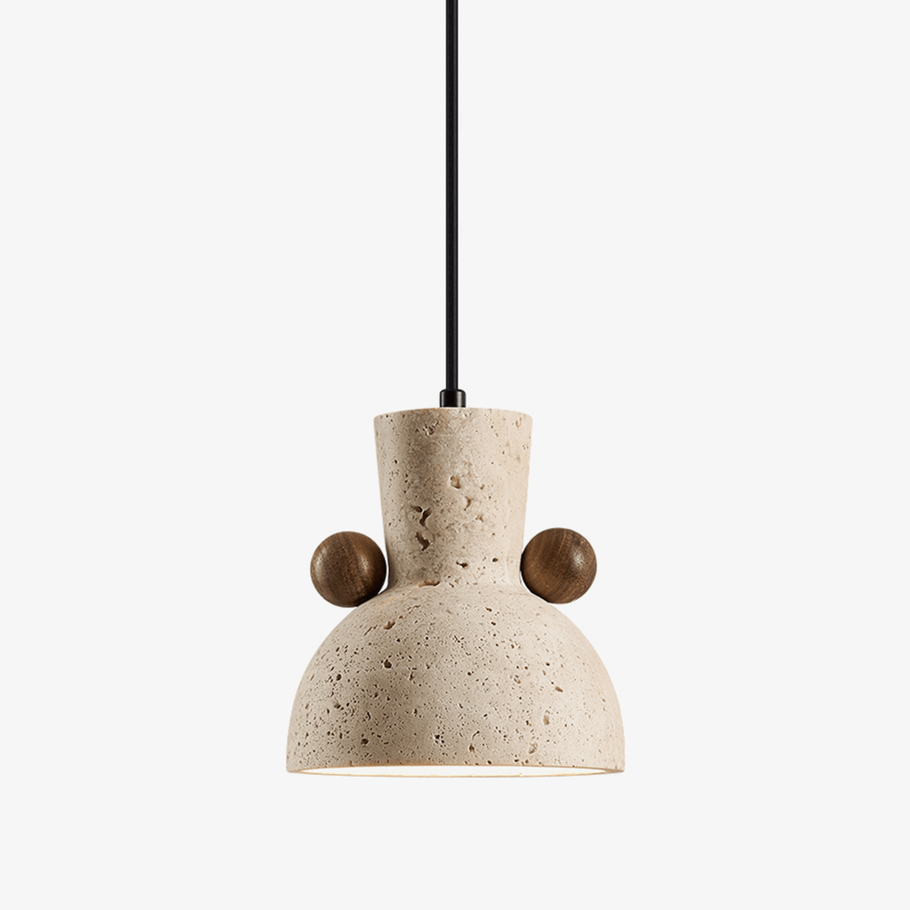 Suspension moderne Kyros en Noyer et travertin jaune