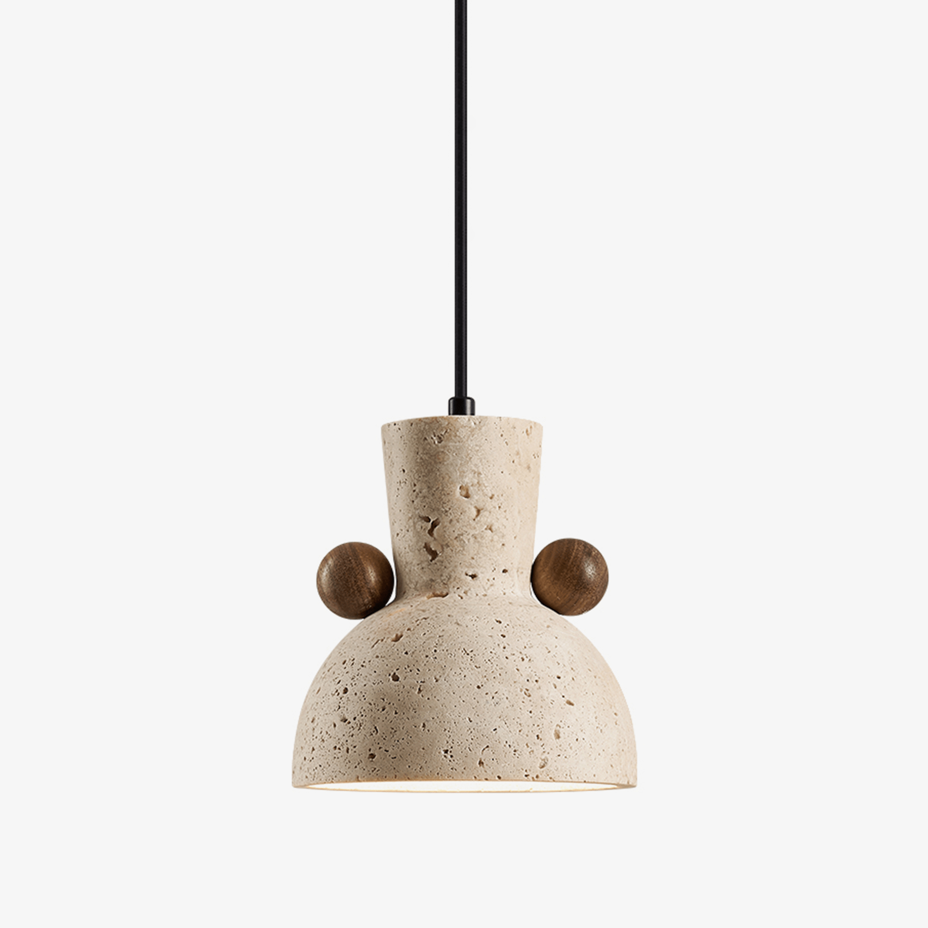 Suspension moderne Kyros en Noyer et travertin jaune