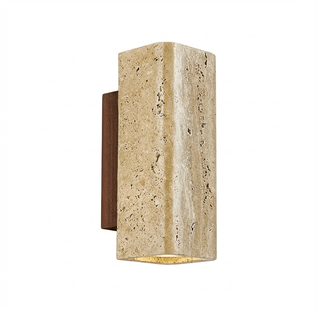 Applique murale moderne Roc en Noyer et travertin jaune