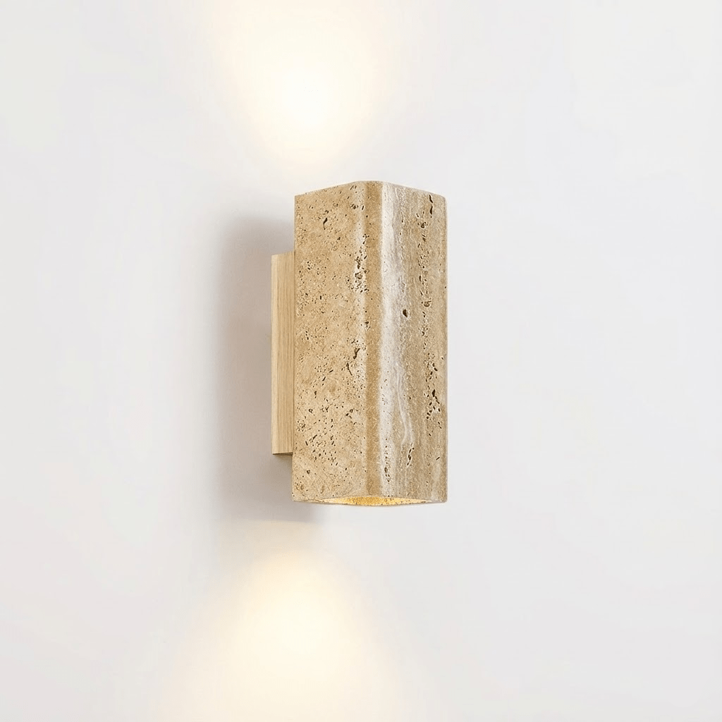 Applique murale moderne Roc en Bois et travertin jaune