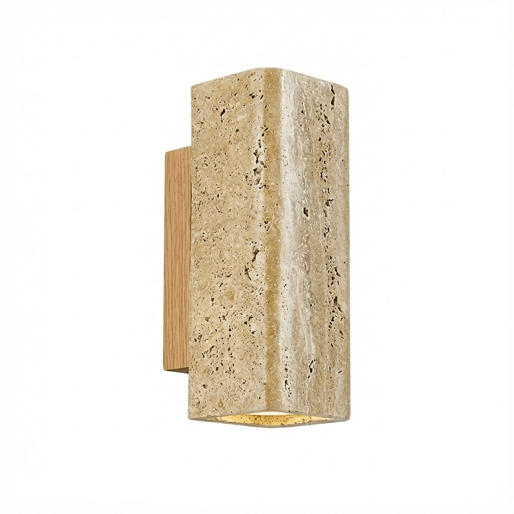 Applique murale moderne Roc en Noyer et travertin jaune
