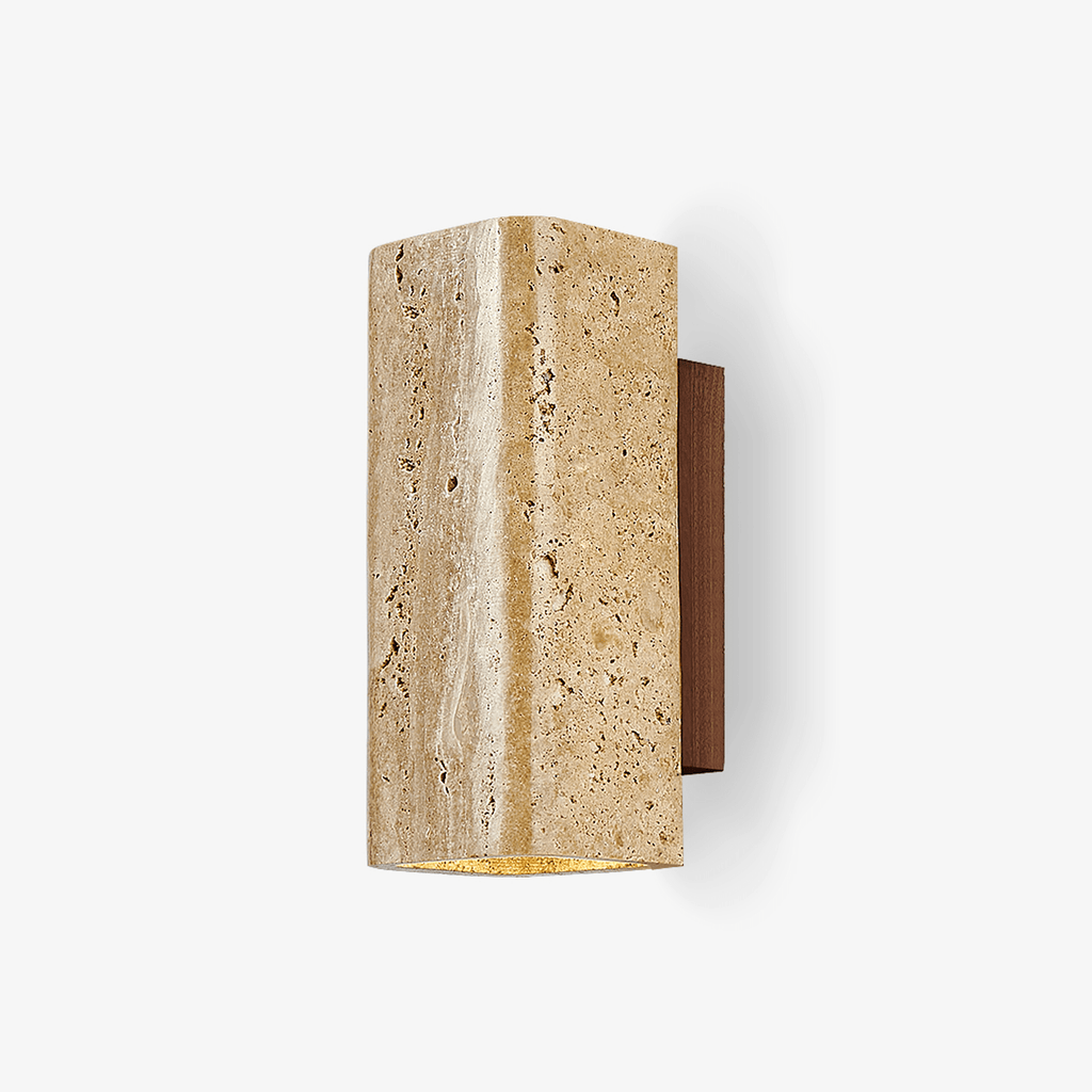 Applique murale moderne Roc en Noyer et travertin jaune