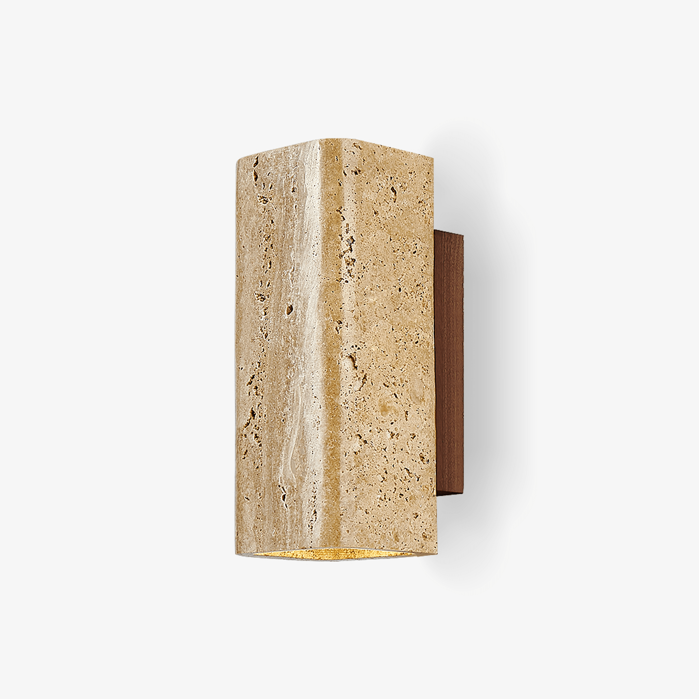 Applique murale moderne Roc en Noyer et travertin jaune