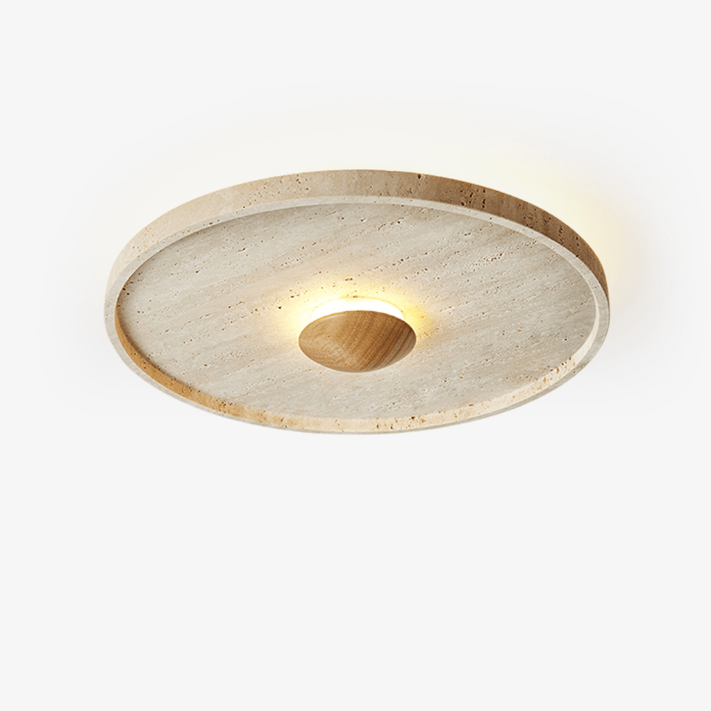 Plafonnier moderne Miko en Travertin jaune et bois