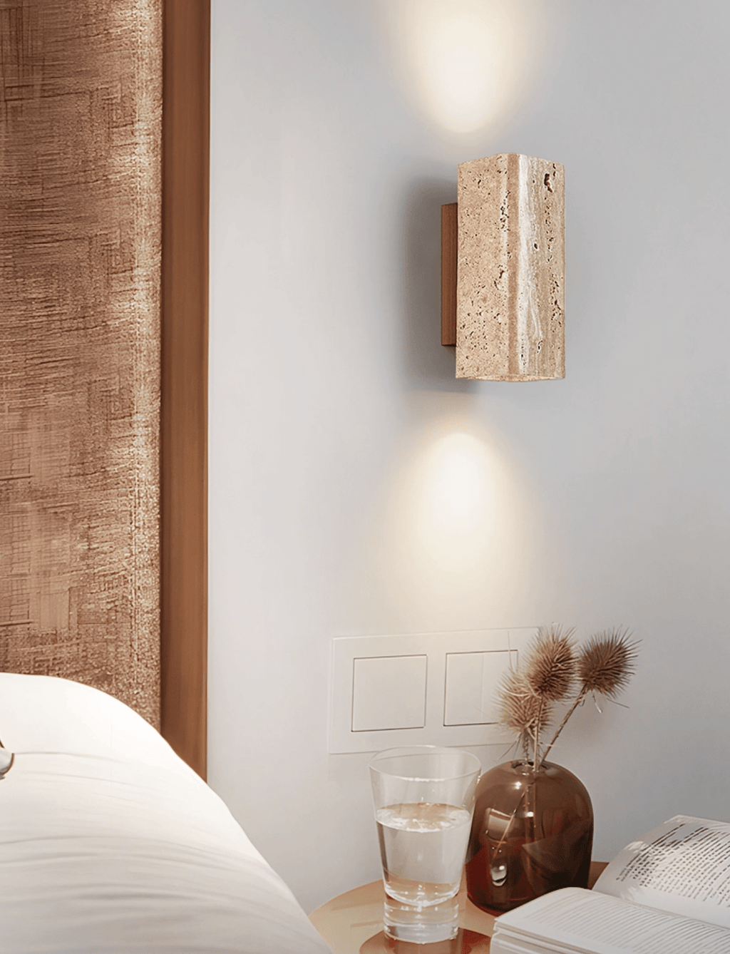 Applique murale moderne Roc en Bois et travertin jaune
