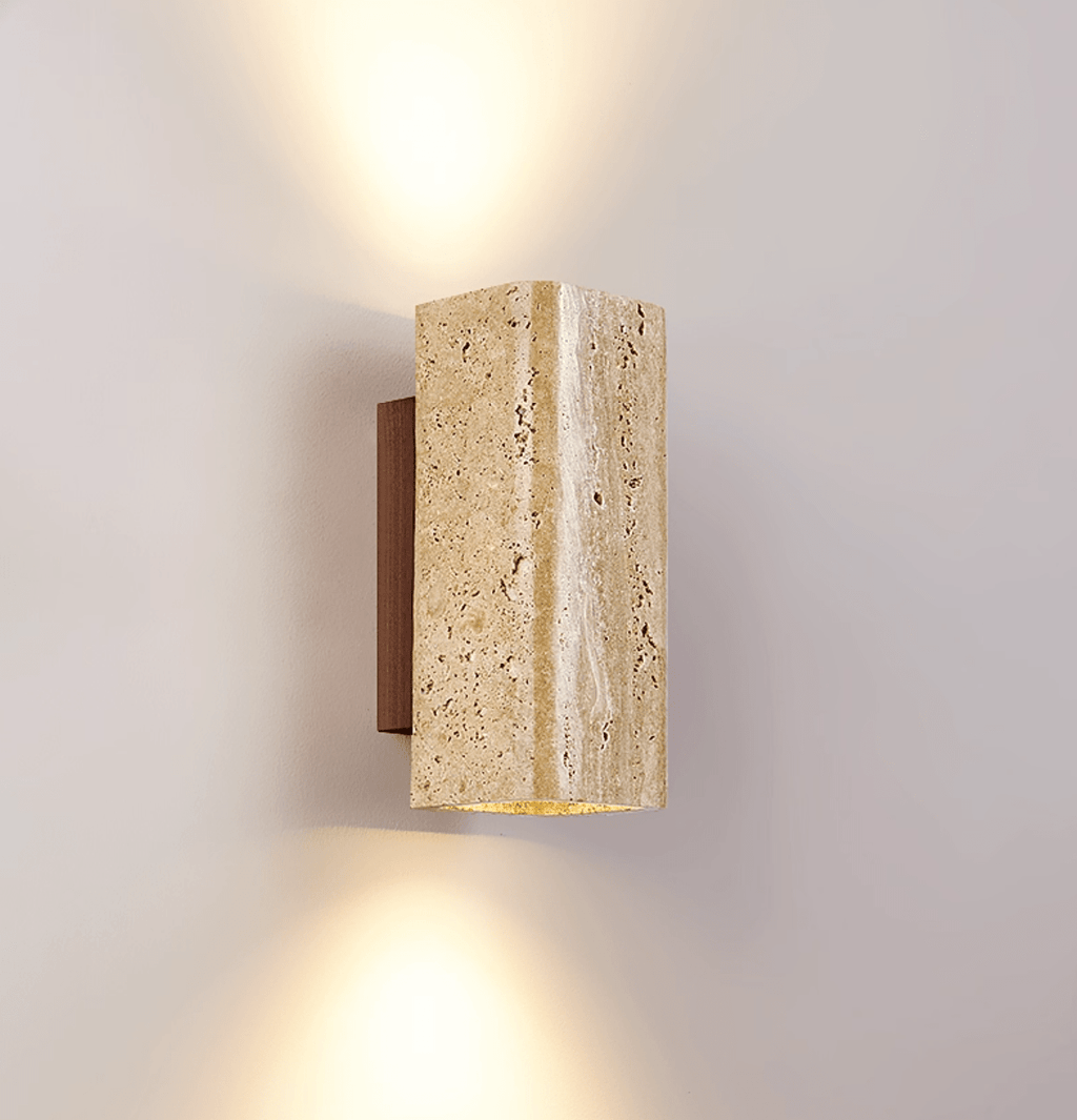 Applique murale moderne Roc en Bois et travertin jaune
