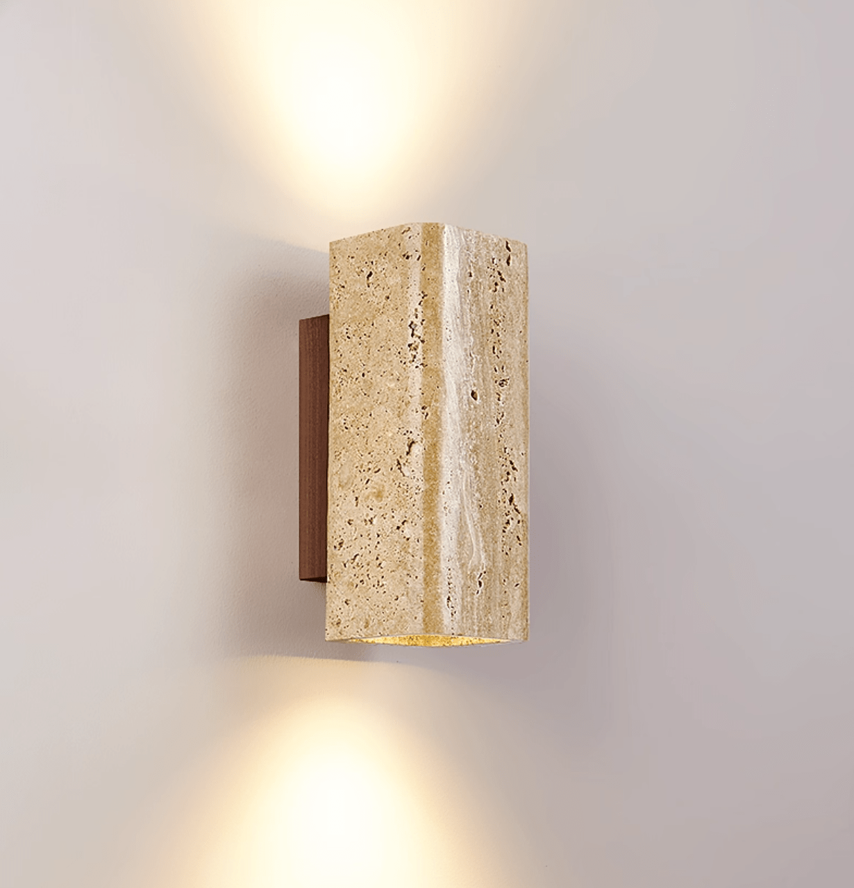 Applique murale moderne Roc en Bois et travertin jaune
