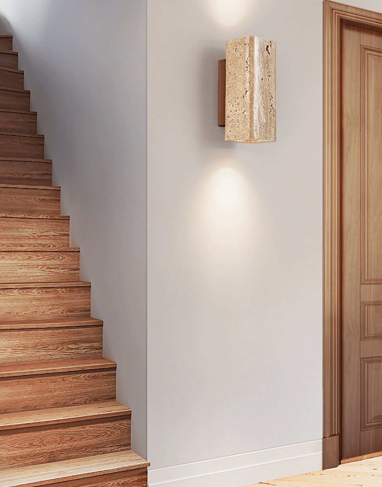 Applique murale moderne Roc en Noyer et travertin jaune
