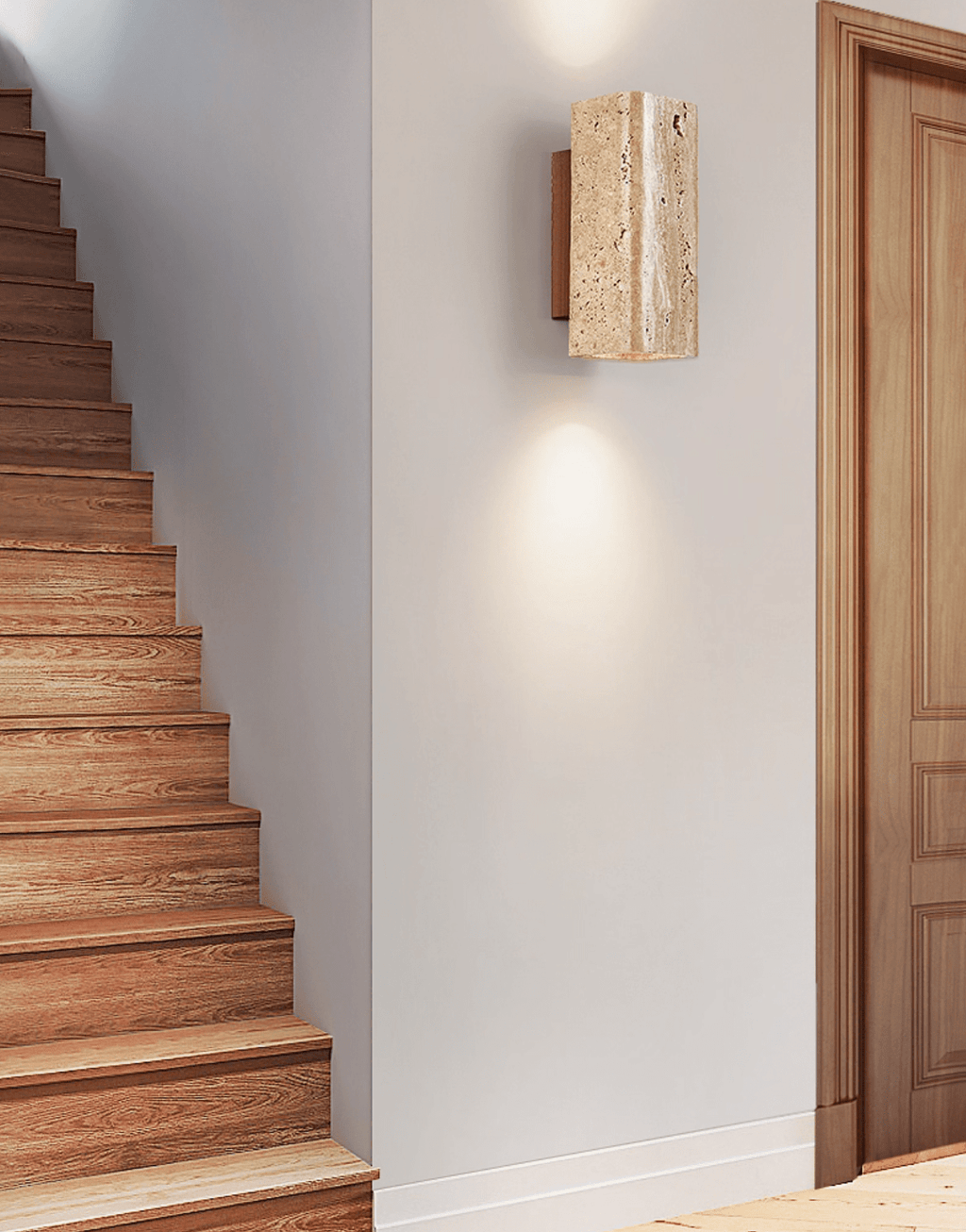 Applique murale moderne Roc en Bois et travertin jaune
