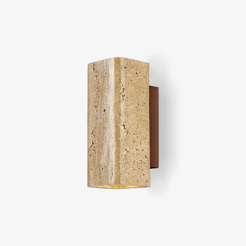 Applique murale moderne Roc en Noyer et travertin jaune