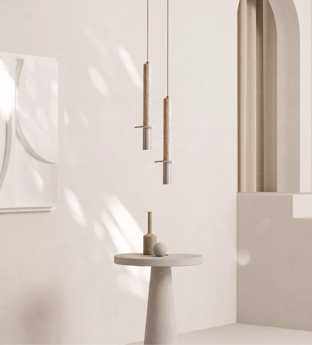 Suspension moderne Linton en Travertin jaune et gris
