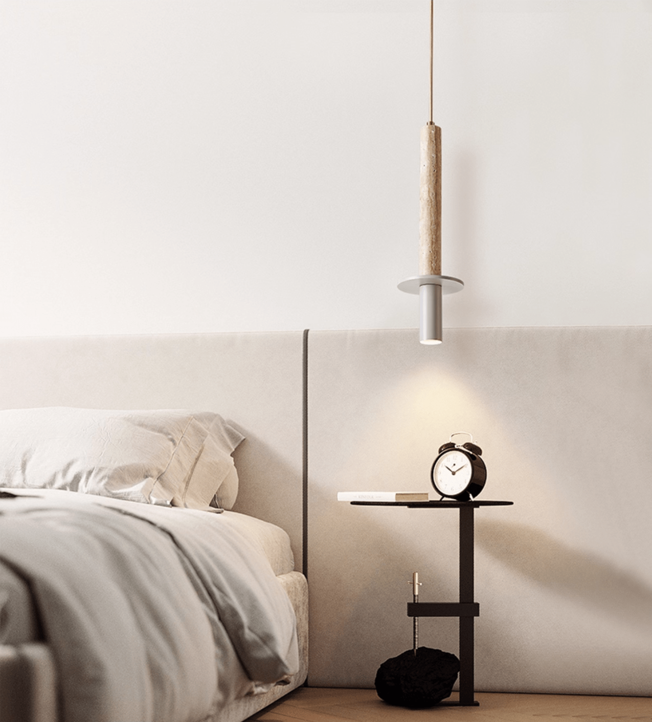 Suspension moderne Linton en Travertin jaune et gris
