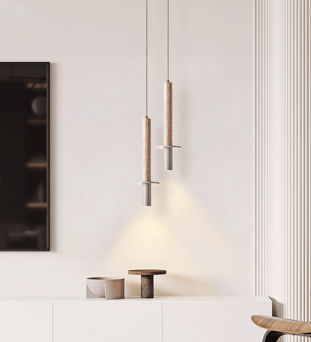 Suspension moderne Linton en Travertin jaune et gris