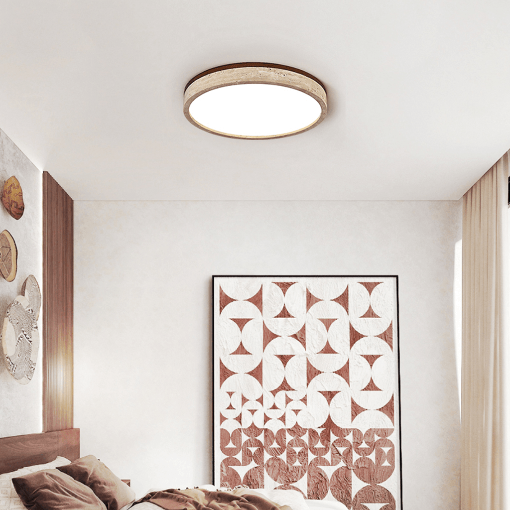Plafonnier moderne Fir en Travertin jaune et blanc