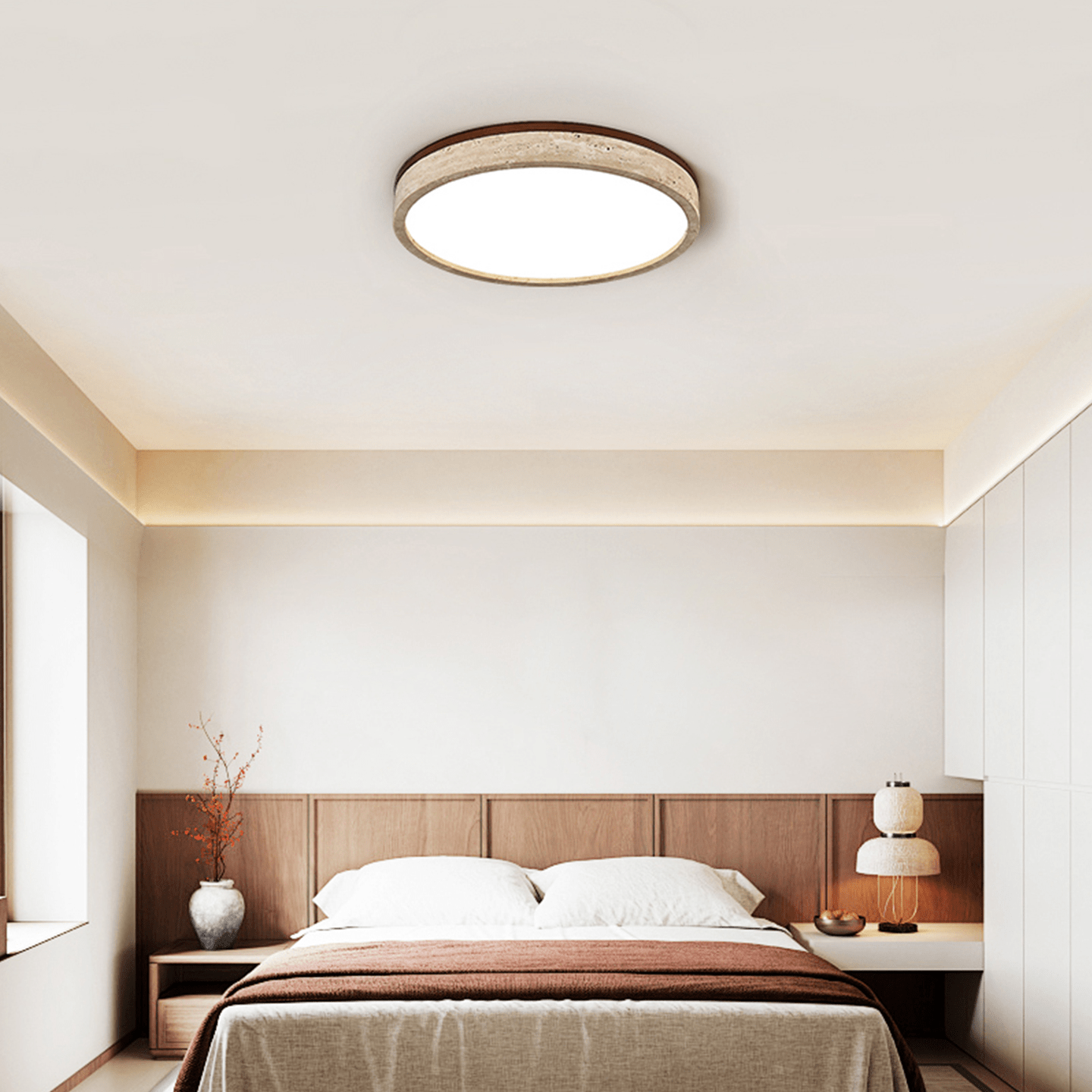 Plafonnier moderne Fir en Travertin jaune et blanc