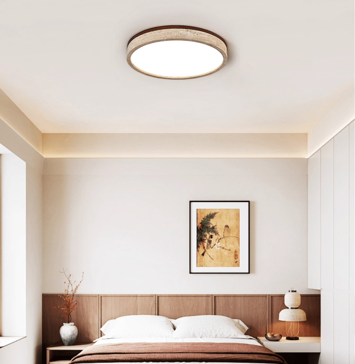 Plafonnier moderne Fir en Travertin jaune et blanc