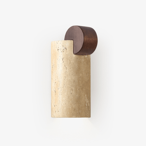Applique murale moderne Lad en Noyer et travertin jaune