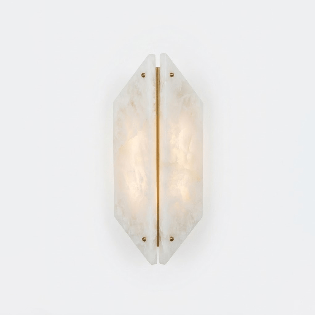 Applique murale moderne Berger en Albâtre, Onyx Blanc Jade et blanc