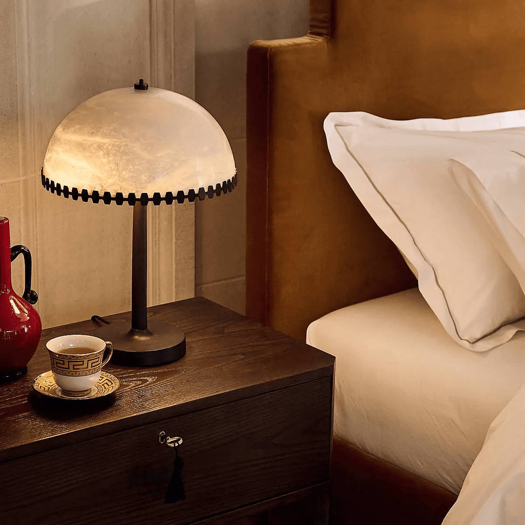 Lampe à poser moderne Randal en Albâtre Noir et blanc