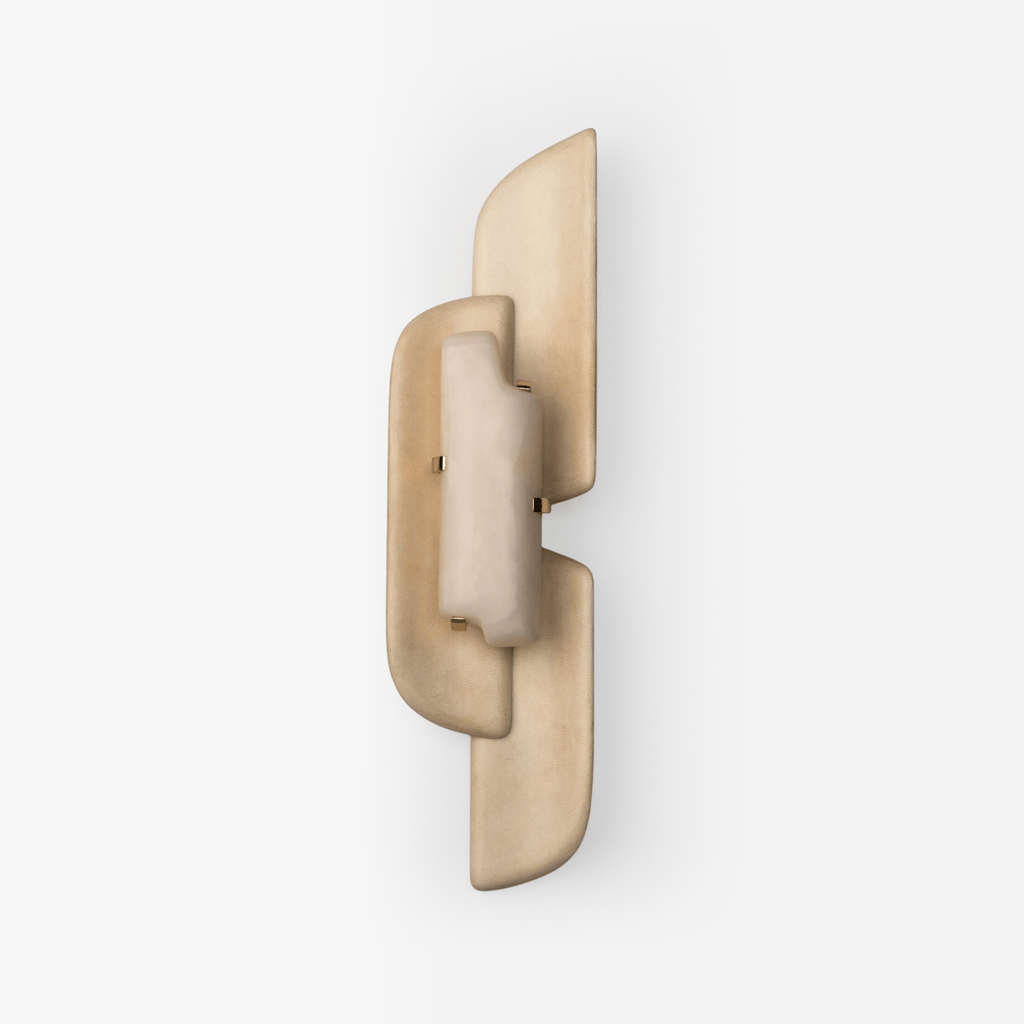 Applique murale moderne Theon en Blanc albâtre et beige