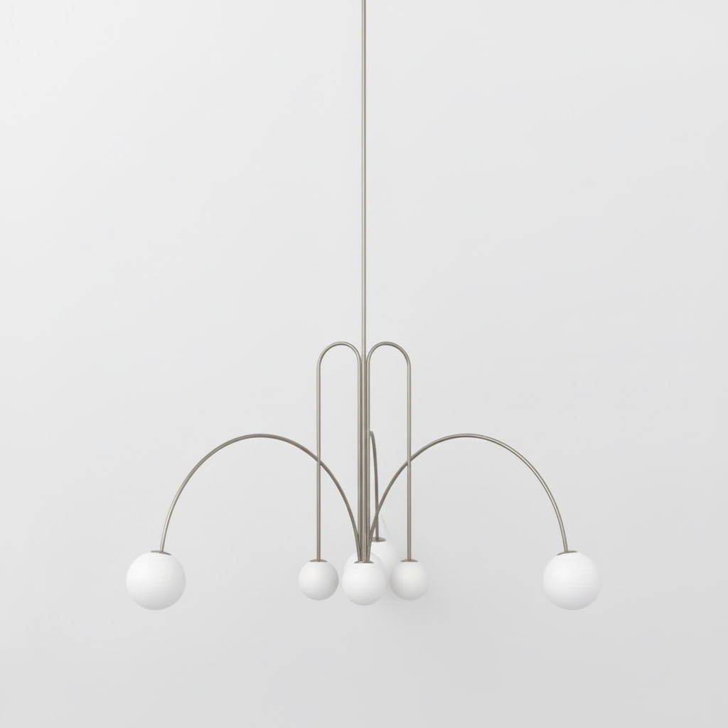 Lustre moderne Ejnar en Métal, Verre Nickel