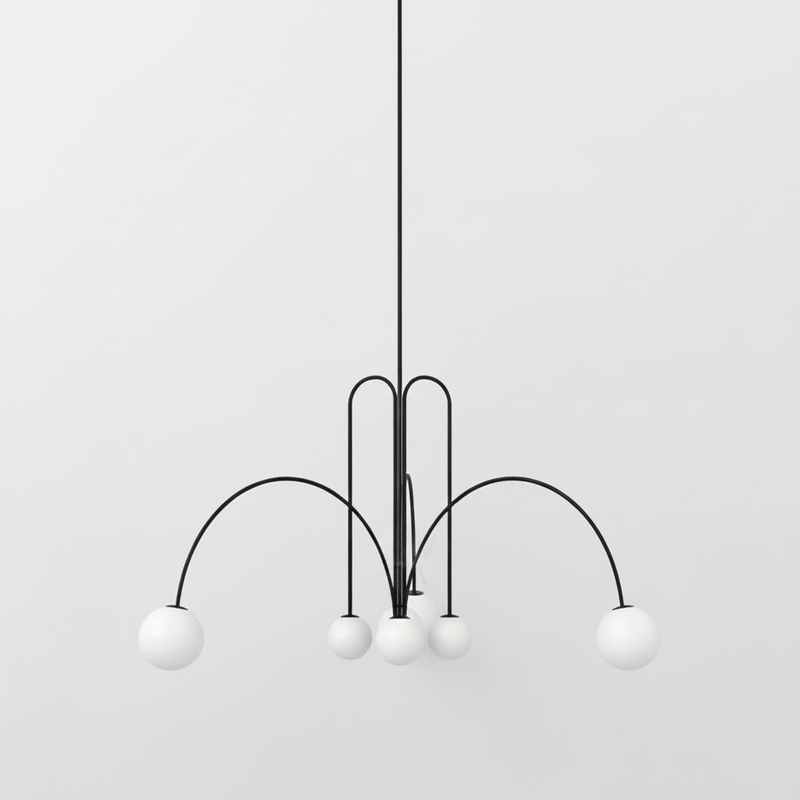Ejnar Modern Chandelier in Metal & Glass – Black