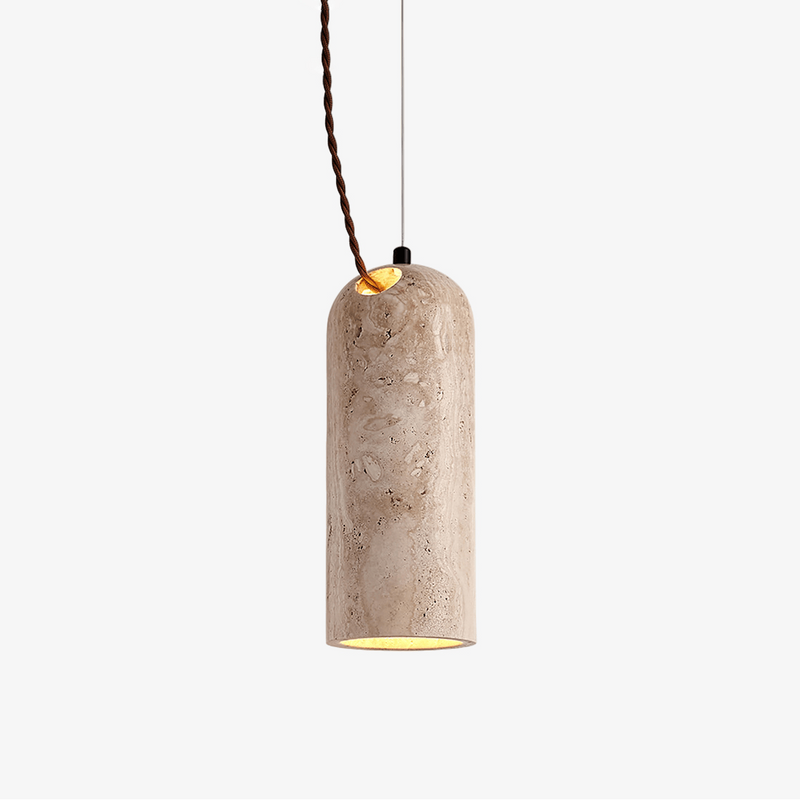Yates Modern Pendant Light in Yellow Travertine Stone
