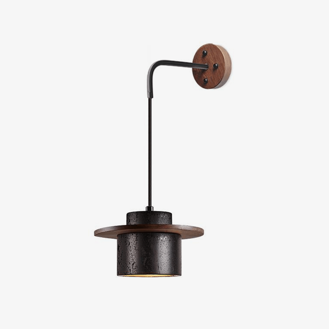 Applique murale moderne Hartley en Noir travertin et noyer bois