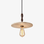 Suspension moderne Fridtjov en Travertin jaune et noyer