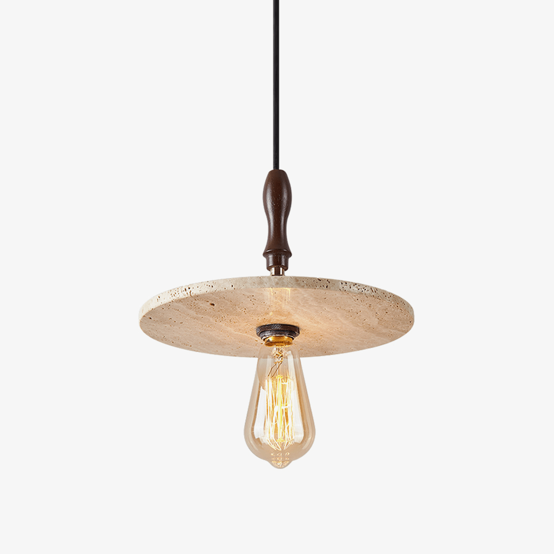 Suspension moderne Fridtjov en Travertin jaune et noyer
