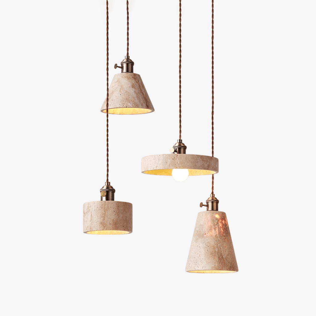 Suspension moderne Zed en Travertin jaune