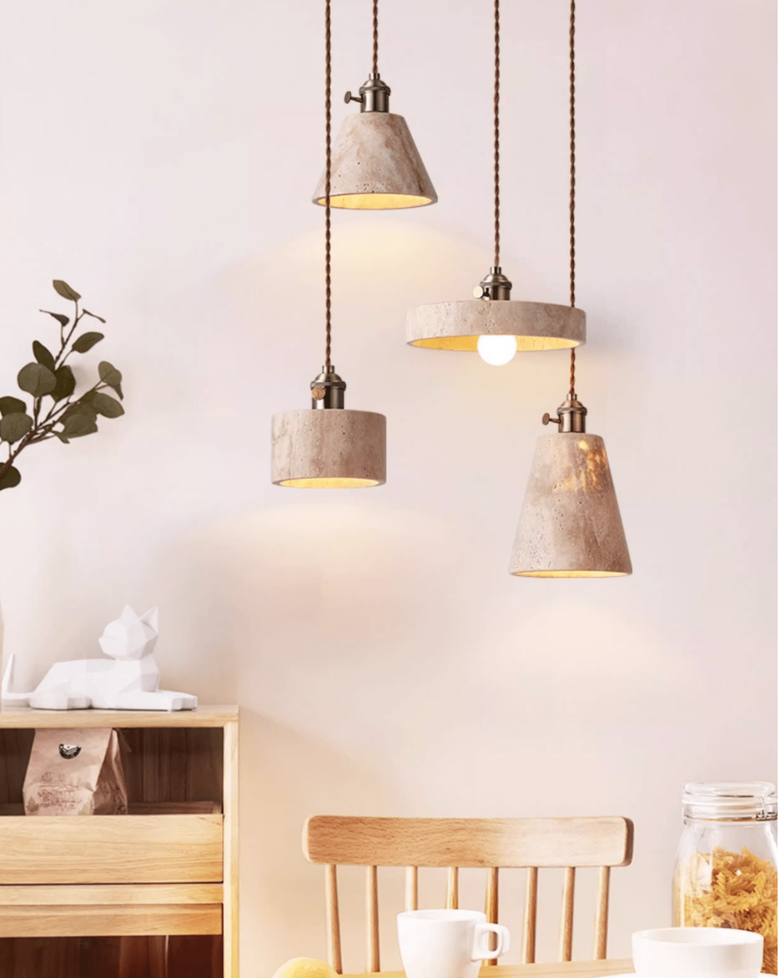 Suspension moderne Zed en Travertin jaune
