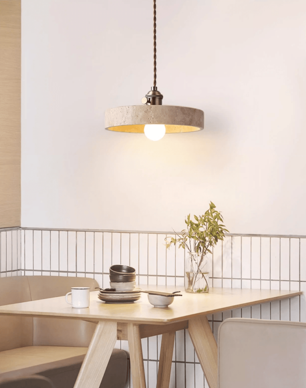 Suspension moderne Zed en Travertin jaune