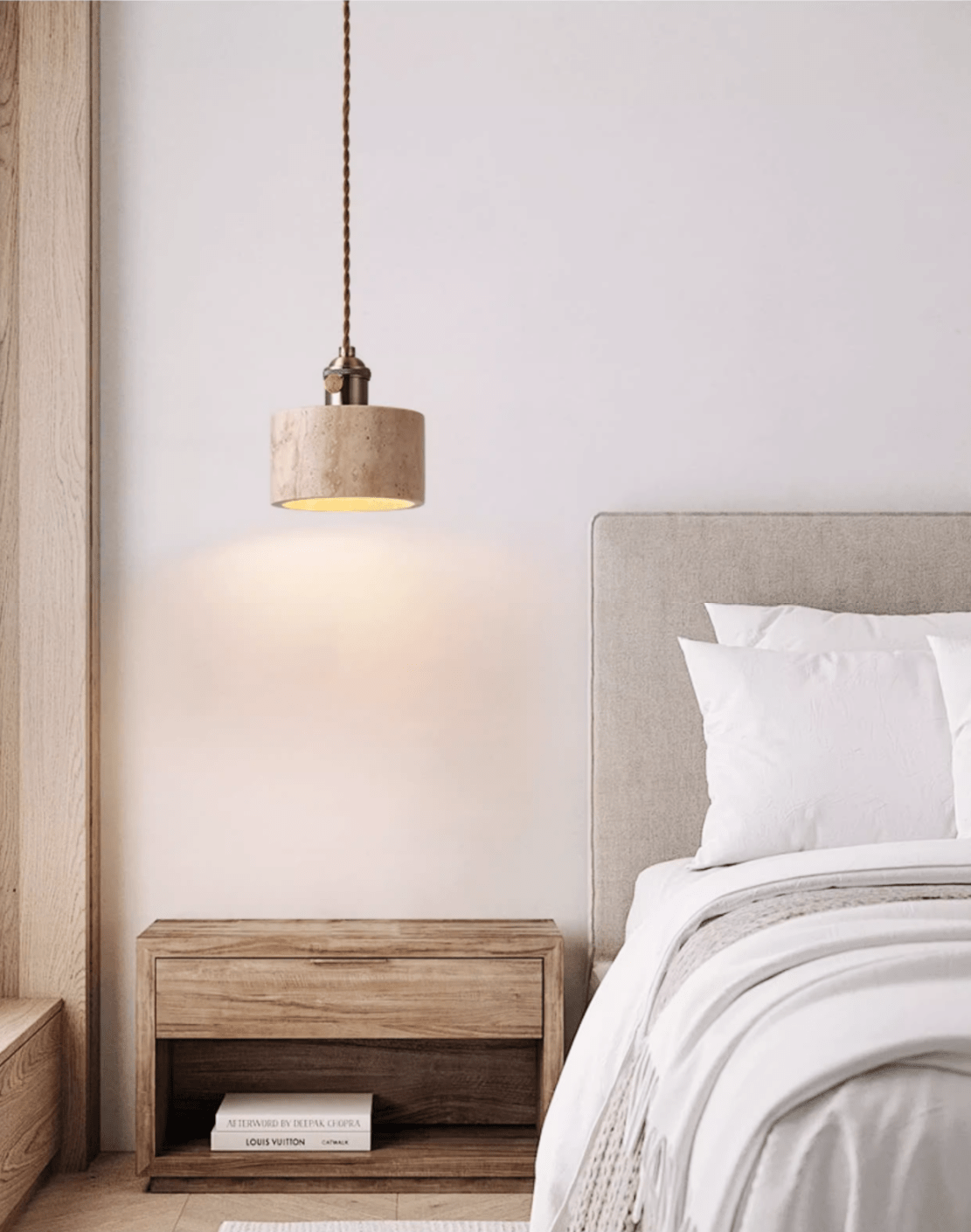Suspension moderne Zed en Travertin jaune