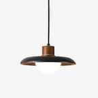 Suspension moderne Haarek en pierre Foncé noyer et noir travertin