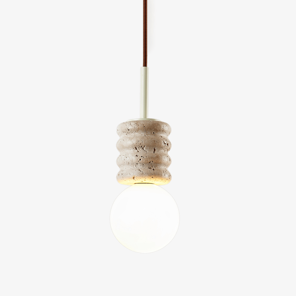 Suspension moderne Magni en pierre Travertin jaune et blanc