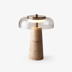 Lampe à poser moderne Kaino en Transparent et travertin jaune