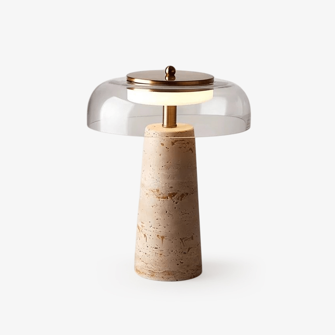 Lampe à poser moderne Kaino en Smoky gris et travertin jaune