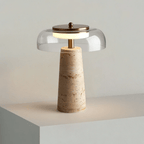 Lampe à poser moderne Kaino en Smoky gris et travertin jaune