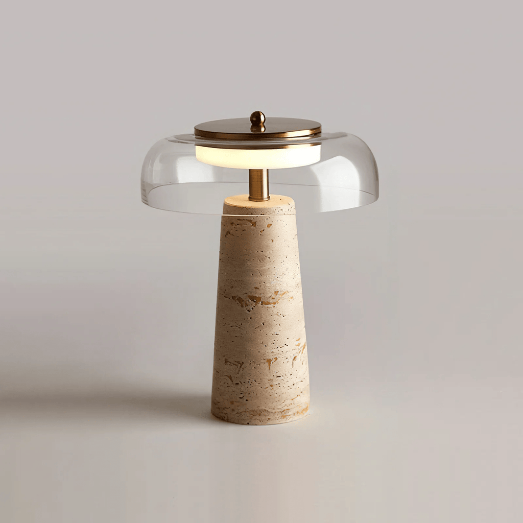 Lampe à poser moderne Kaino en Transparent et travertin jaune