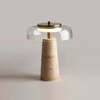 Lampe à poser moderne Kaino en Transparent et travertin jaune