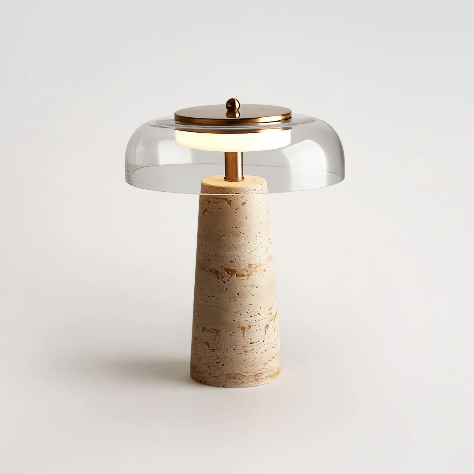 Lampe à poser moderne Kaino en Transparent et travertin jaune