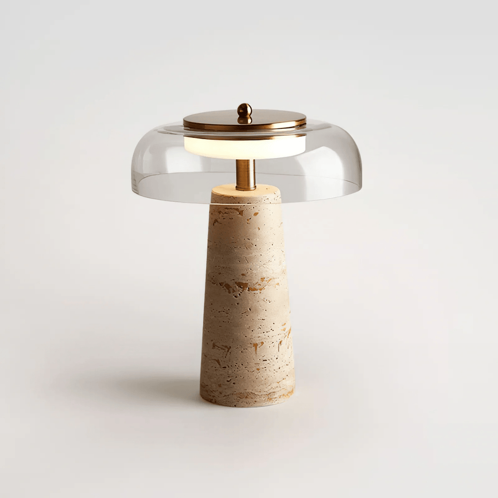 Lampe à poser moderne Kaino en Smoky gris et travertin jaune