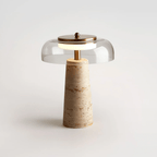 Lampe à poser moderne Kaino en Smoky gris et travertin jaune