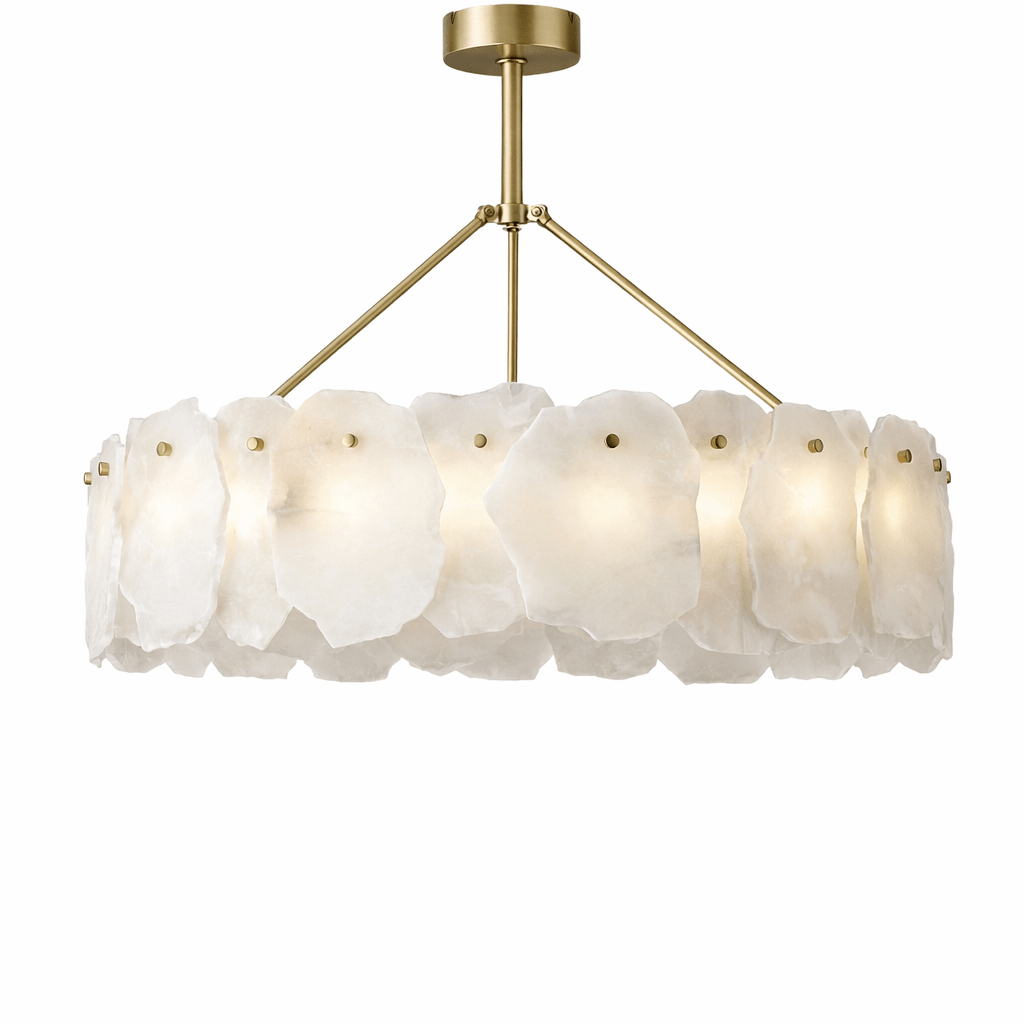 Lustre moderne Vernon en Albâtre Or et blanc