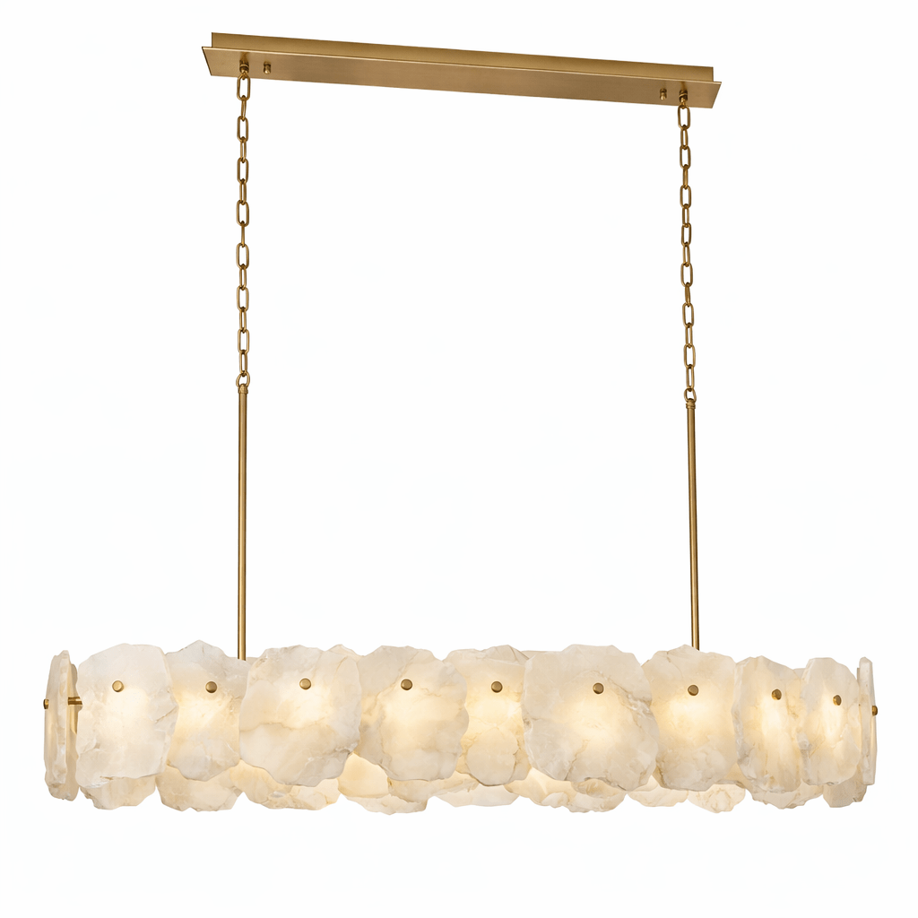 Lustre moderne Vernon en Albâtre Or et blanc