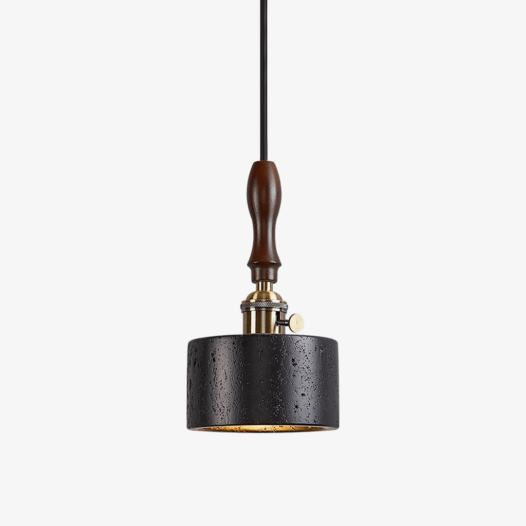 Suspension moderne Rain en Foncé noyer et noir travertin