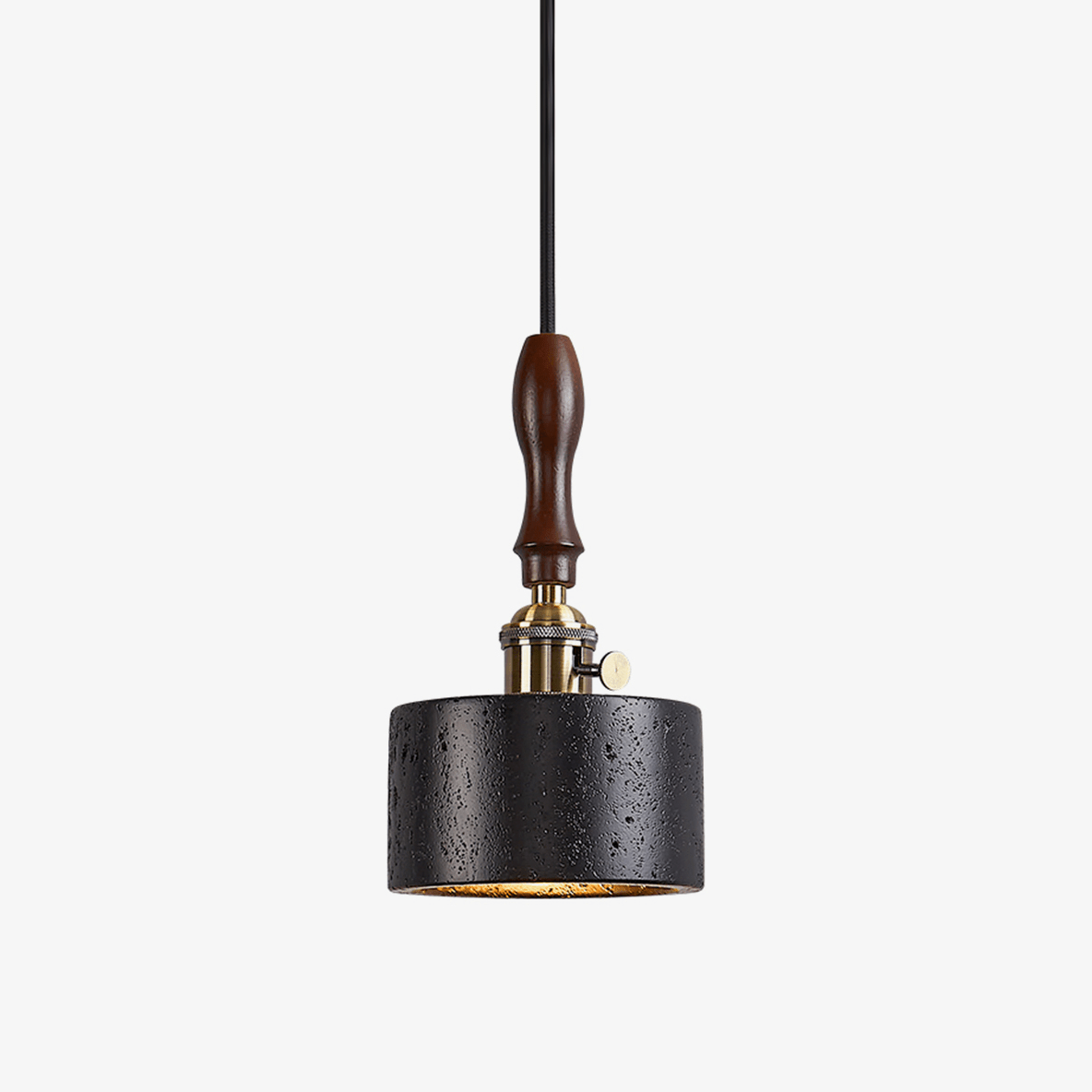 Suspension moderne Rain en Foncé noyer et travertin jaune