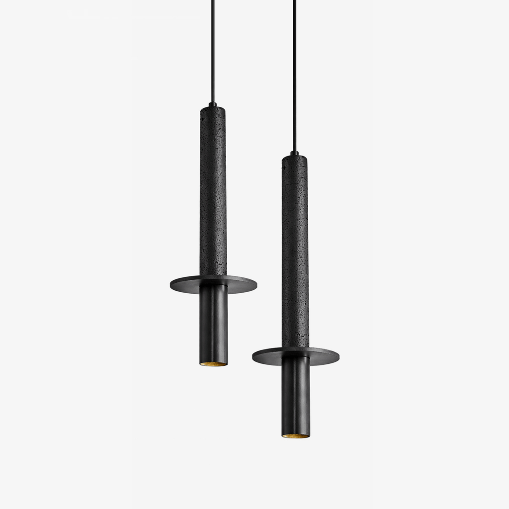 Suspension moderne Peak en Noir travertin